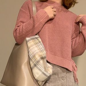 RESERVED | Pink Knot Side Cropped Sweater